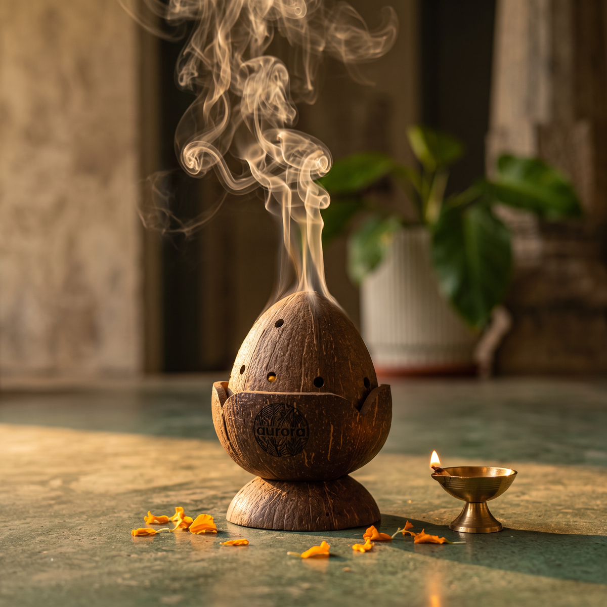 Handcrafted Coconut Shell Incense Holder