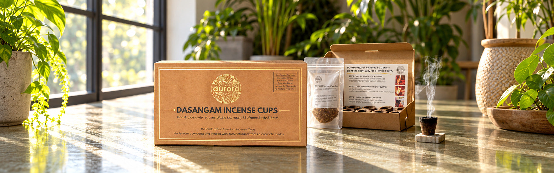 Aurora cow dung incense cups